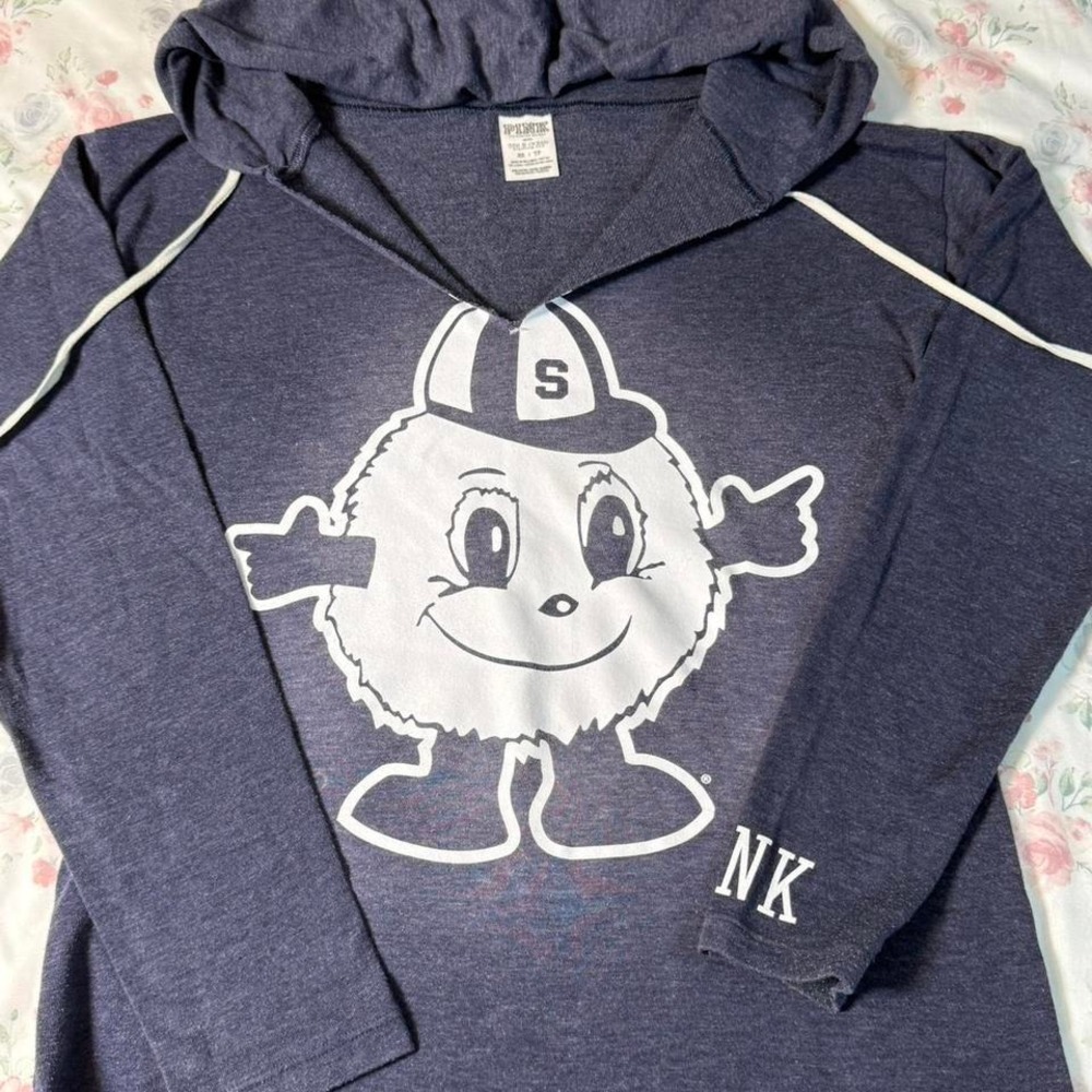 Victoria's Secret PINK 5th & Ocean Hoodie Grey‎ Graphic XS Syracuse